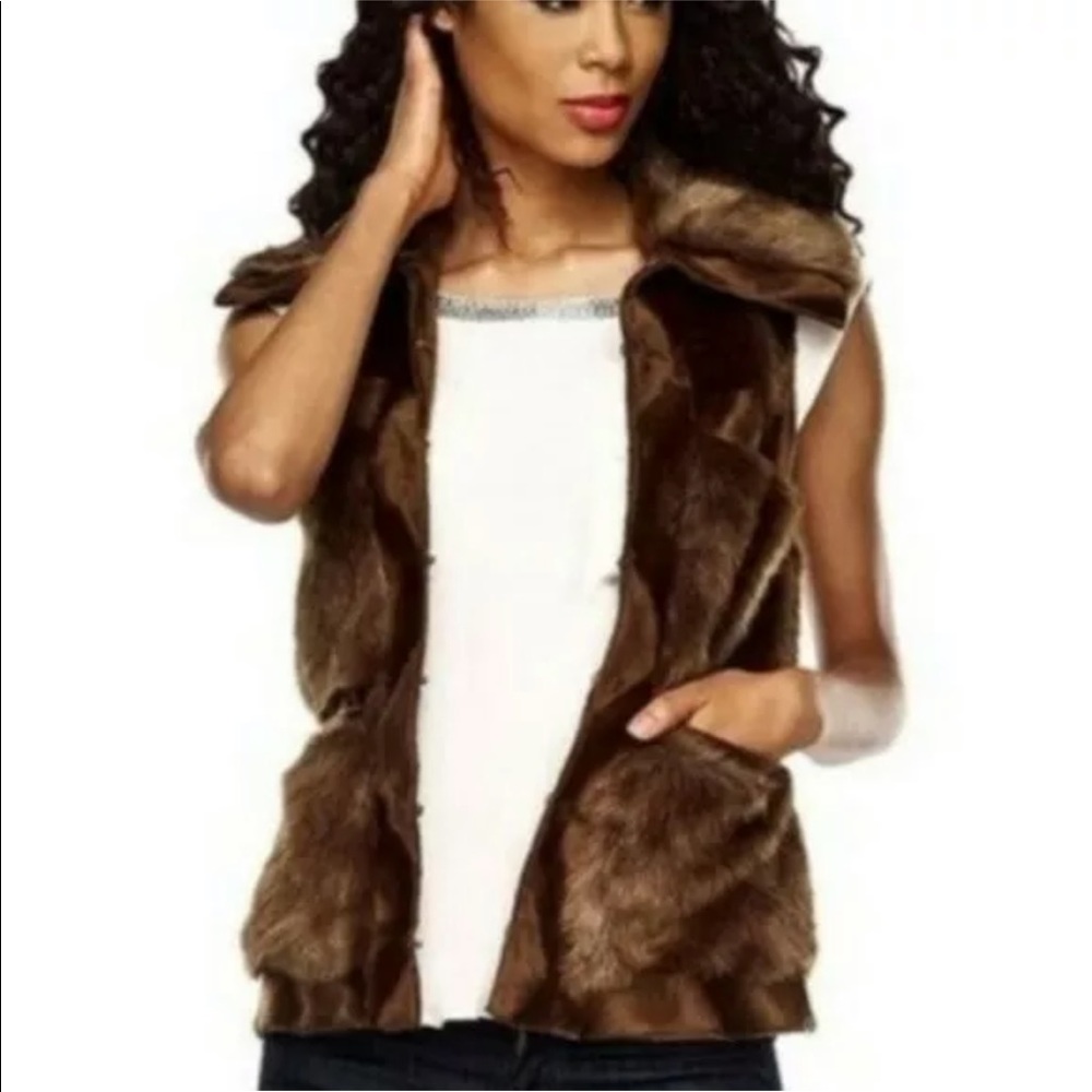 Rachel Zoe faux fur vest brown stunning